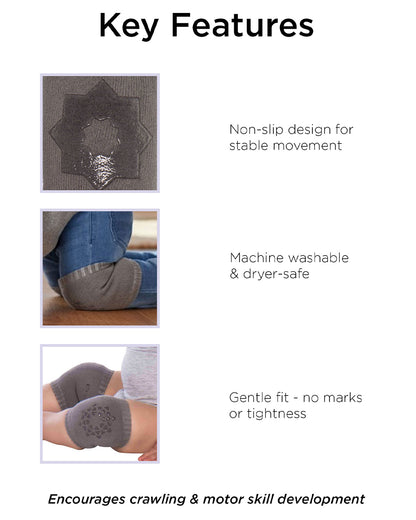 Dooky Baby Elbow & Knee Pads-Soft Non-Slip Crawling Protectors-For Crawling Infants-Grey