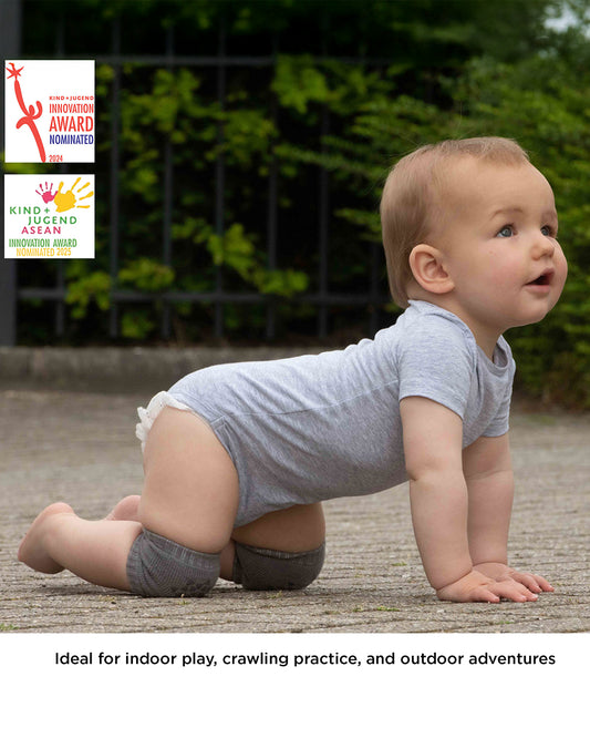 Dooky Baby Elbow & Knee Pads-Soft Non-Slip Crawling Protectors-For Crawling Infants-Grey