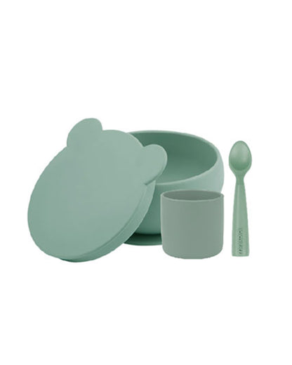 MinikOiOi Baby Led Weaning Set-100% Premium Silicone-River Green-Set of 4-For Feeding Infants