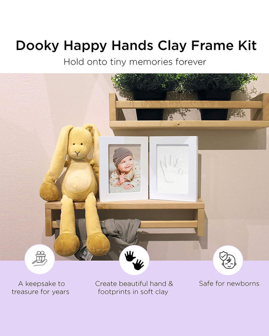 Dooky Baby Hand & Footprint Photo Frame Small With Skin Friendly Clay-Baby Keepsakes Gift Set For Baby Shower