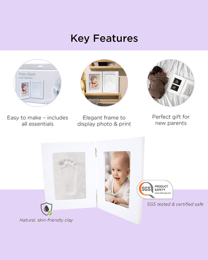 Dooky Baby Hand & Footprint Photo Frame Small With Skin Friendly Clay-Baby Keepsakes Gift Set For Baby Shower