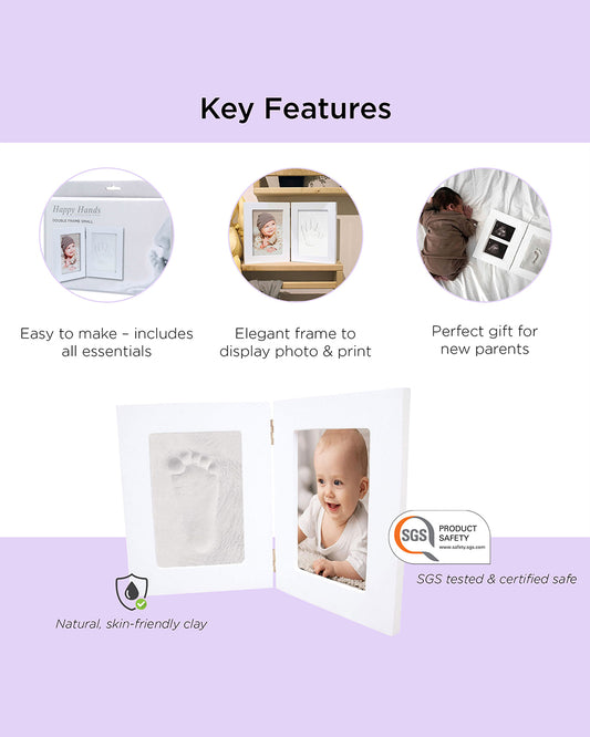 Dooky Baby Hand & Footprint Photo Frame Small With Skin Friendly Clay-Baby Keepsakes Gift Set For Baby Shower