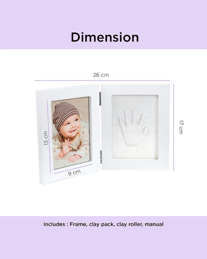 Dooky Baby Hand & Footprint Photo Frame Small With Skin Friendly Clay-Baby Keepsakes Gift Set For Baby Shower