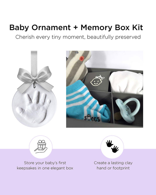 Dooky Baby Handprint Ornament Kit With Memory Box-Includes Skin Friendly Clay-Baby Keepsakes Gift Set For Baby Shower
