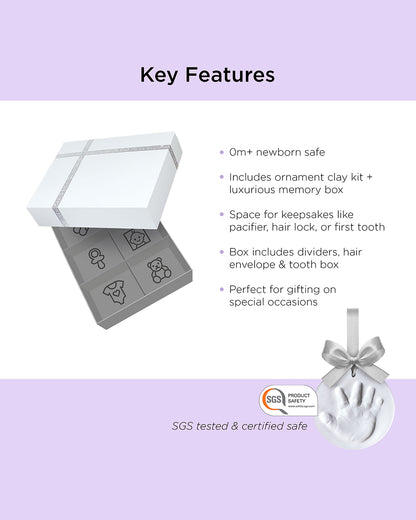 Dooky Baby Handprint Ornament Kit With Memory Box-Includes Skin Friendly Clay-Baby Keepsakes Gift Set For Baby Shower