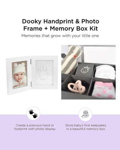 Dooky Baby Hand & Footprint Photo Frame with Memory Box-Includes Skin Friendly Clay-Baby Keepsakes Gift Set For Baby Shower