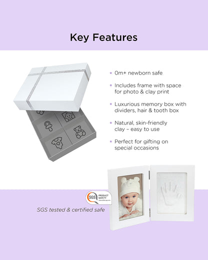 Dooky Baby Hand & Footprint Photo Frame with Memory Box-Includes Skin Friendly Clay-Baby Keepsakes Gift Set For Baby Shower