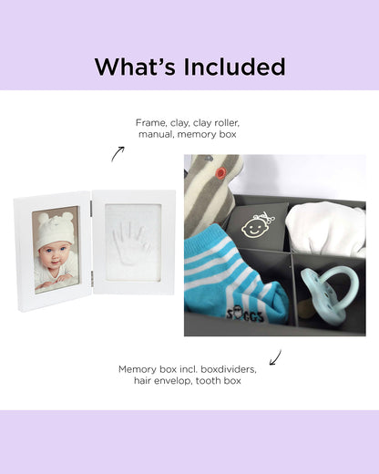 Dooky Baby Hand & Footprint Photo Frame with Memory Box-Includes Skin Friendly Clay-Baby Keepsakes Gift Set For Baby Shower