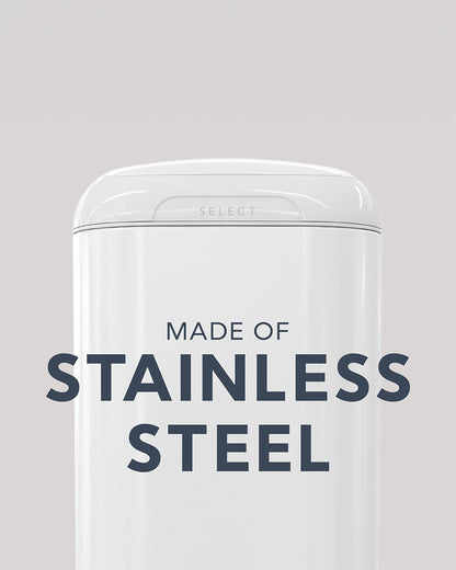 Diaper Genie Select Diaper Pail-Comes with Square Starter Refills-Stainless Steel-Holds upto 40 newborn diapers-Push N Lock clamp to prevent odour-Foot pedal for easy one-handed operation-White