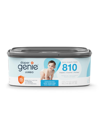 Diaper Genie Diaper Pail Square Jumbo Refills-Holds upto 810 newborn-sized diapers-Strong odor barrier-Unscented