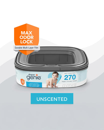 Diaper Genie Diaper Pail Square Refills-Holds upto 270 newborn-sized diapers-Strong odor barrier-Unscented