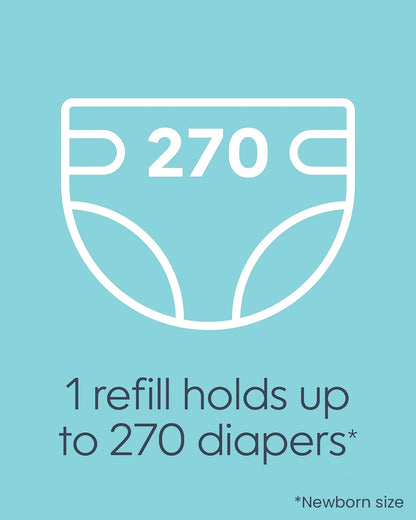 Diaper Genie Diaper Pail Square Refills-Holds upto 270 newborn-sized diapers-Strong odor barrier-Unscented