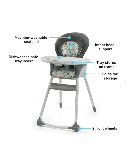 Graco Made2Grow Baby High Chair-Self Standing Fold-With 6 Growing Stages-6M to 7Y (Upto 18Kg)-Tasha