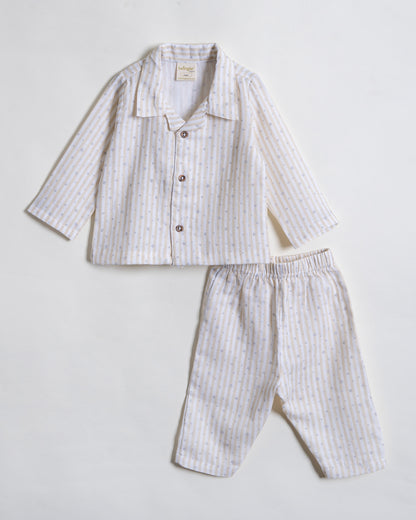 Twingle 100% Organic Muslin Nightsuit-Prevents Overheating-Naturally Temperature Regulating for Better Sleep-Soft Elasticated Waistband-Starlight-White-For Infants