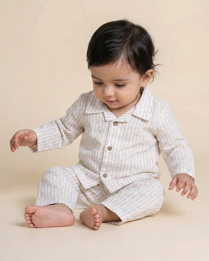 Twingle 100% Organic Muslin Nightsuit-Prevents Overheating-Naturally Temperature Regulating for Better Sleep-Soft Elasticated Waistband-Starlight-White-For Infants