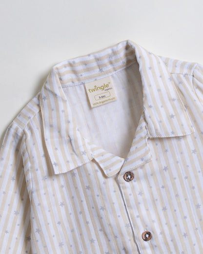 Twingle 100% Organic Muslin Nightsuit-Prevents Overheating-Naturally Temperature Regulating for Better Sleep-Soft Elasticated Waistband-Starlight-White-For Infants