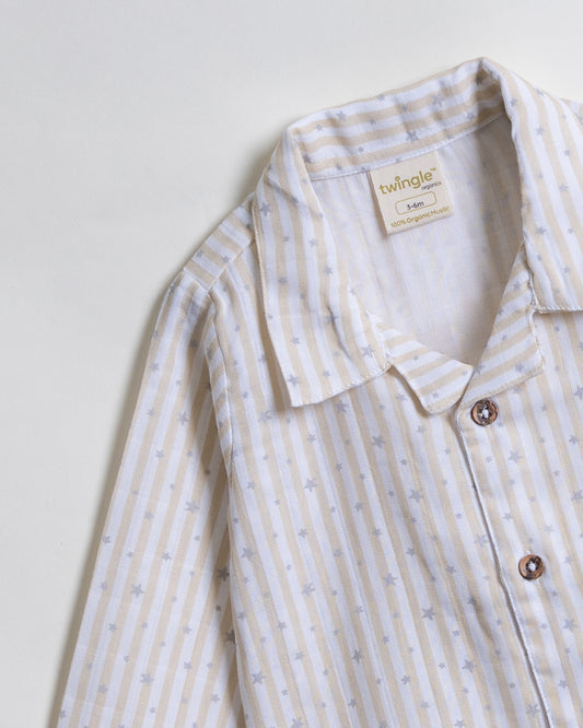 Twingle 100% Organic Muslin Nightsuit-Prevents Overheating-Naturally Temperature Regulating for Better Sleep-Soft Elasticated Waistband-Starlight-White-For Infants