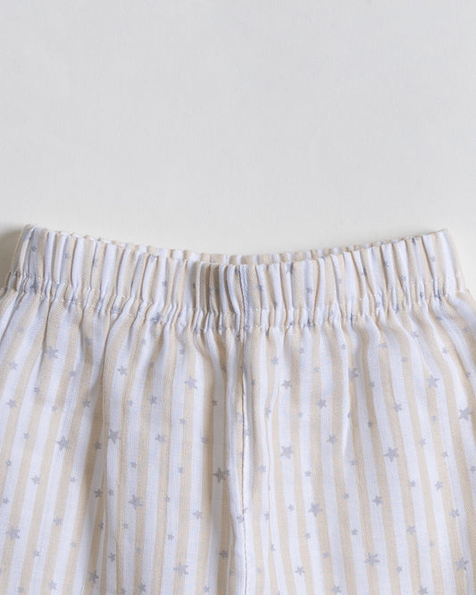 Twingle 100% Organic Muslin Nightsuit-Prevents Overheating-Naturally Temperature Regulating for Better Sleep-Soft Elasticated Waistband-Starlight-White-For Infants