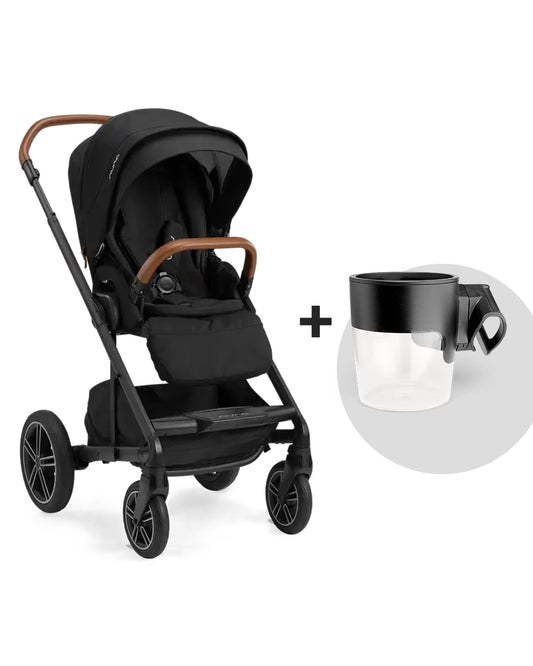 Nuna Mixx Next Baby Stroller-With Cup Holder-Height Adjustable Parent Handle Bar-Big Rear Wheels-Includes Rain Cover & Post Adaptors-2 Years Warranty-Pram for 0 to 4Y (Upto 22 Kg)-Caviar