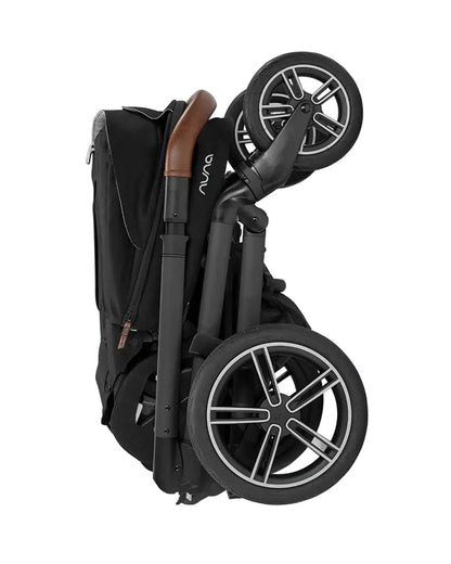 Nuna Mixx Next Baby Stroller-Height Adjustable Parent Handle Bar-Flat Reclining & Reversible Seat-Big Rear Wheels-Includes Rain Cover & Post Adaptors-2 Years Warranty-Pram for 0 to 4Y (Upto 22 Kg)-Caviar