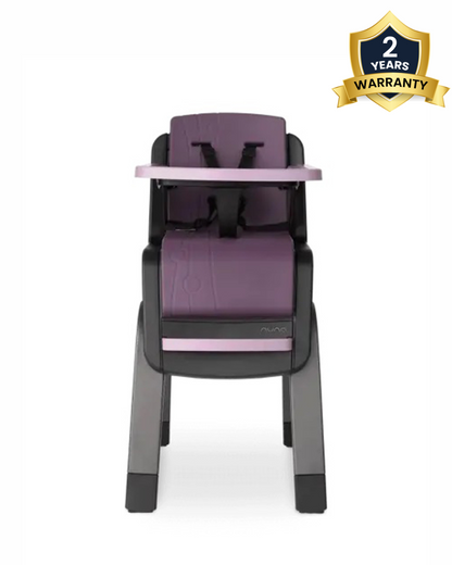 Nuna Zaaz Baby High Chair-Air Foam Cushion-Height Adjustable-Easily Removable Tray, Arm Bar & Footrest-For 0M+ (Upto 100Kg)-Black Plum