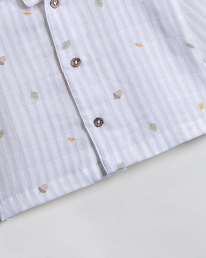 Twingle 100% Organic Muslin Nightsuit-Prevents Overheating-Naturally Temperature Regulating for Better Sleep-Soft Elasticated Waistband-Autumn Vibes-White-For Infants