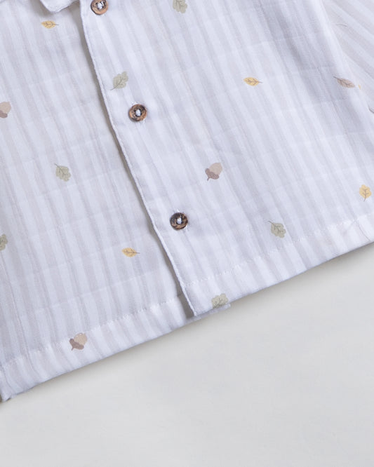 Twingle 100% Organic Muslin Nightsuit-Prevents Overheating-Naturally Temperature Regulating for Better Sleep-Soft Elasticated Waistband-Autumn Vibes-White-For Infants