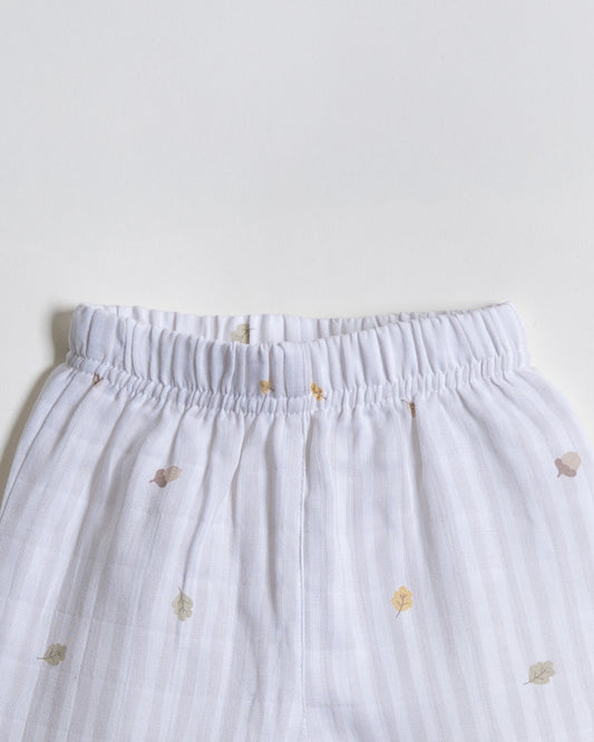 Twingle 100% Organic Muslin Nightsuit-Prevents Overheating-Naturally Temperature Regulating for Better Sleep-Soft Elasticated Waistband-Autumn Vibes-White-For Infants