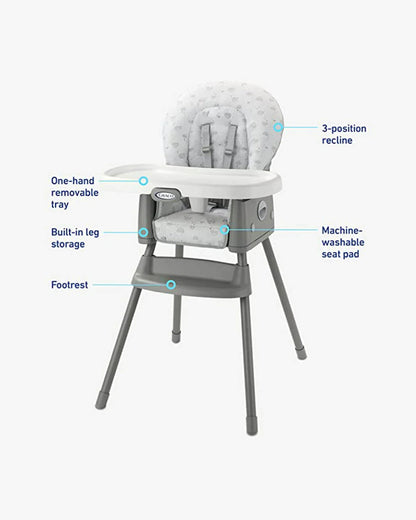 Graco Simple Switch Baby High Chair-3 Recline Levels-One Hand Removable Tray-6M to 3Y (Upto 15Kg)-Reign