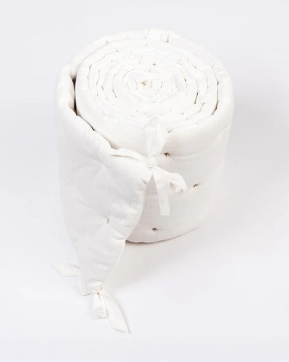 LittleBird Baby Bedding Set with Cot Bumper-Cotton White-Hand Embroidered-100% Cotton-For Infants
