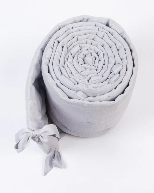LittleBird Baby Bedding Set with Cot Bumper-Hush Grey-Hand Embroidered-100% Cotton-For Infants