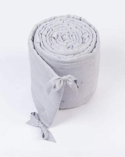LittleBird Baby Bedding Set with Cot Bumper-Hush Grey-Hand Embroidered-100% Cotton-For Infants