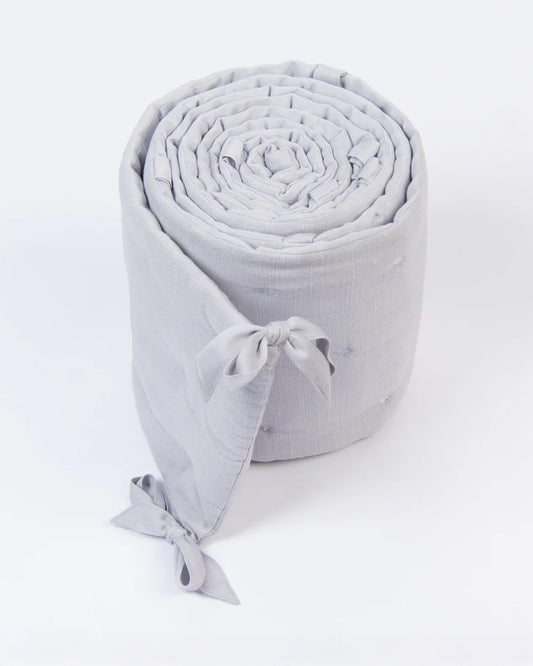 LittleBird Baby Bedding Set with Cot Bumper-Hush Grey-Hand Embroidered-100% Cotton-For Infants