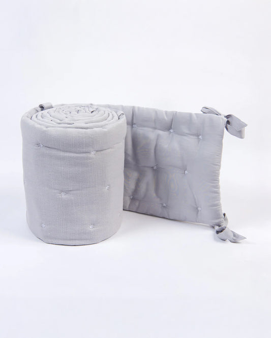 LittleBird Baby Bedding Set with Cot Bumper-Hush Grey-Hand Embroidered-100% Cotton-For Infants