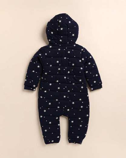Cot & Candy Baby Navy Blue Quilted Sleepsuit-Printed-Cotton-For Infants