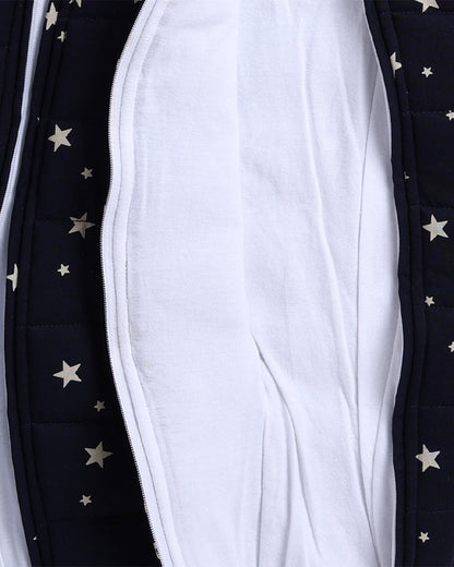 Cot & Candy Baby Navy Blue Quilted Sleepsuit-Printed-Cotton-For Infants