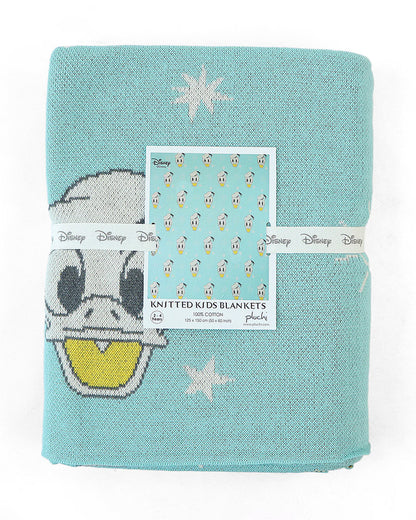 Pluchi Donald Duck Disney Knitted Baby Blanket-Ultra Soft 100% Organic Cotton-All Seasons AC Blanket-Pearl Aqua-For Toddlers
