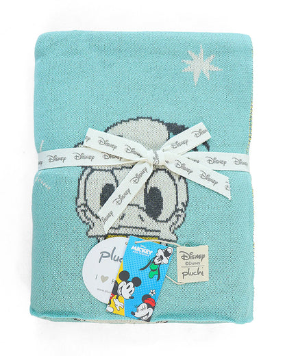 Pluchi Donald Duck Disney Knitted Baby Blanket-Ultra Soft 100% Organic Cotton-All Seasons AC Blanket-Pearl Aqua-For Toddlers