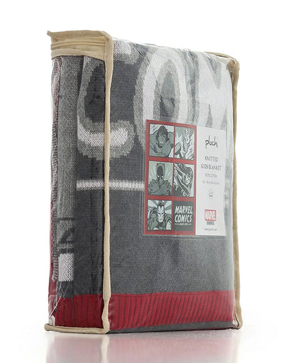 Pluchi Marvel Comics Knitted Baby Blanket-100% Cotton-All Seasons AC Blanket-Grey & Red-For Toddlers