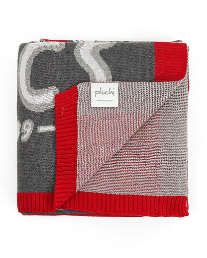 Pluchi Marvel Comics Knitted Baby Blanket-100% Cotton-All Seasons AC Blanket-Grey & Red-For Toddlers