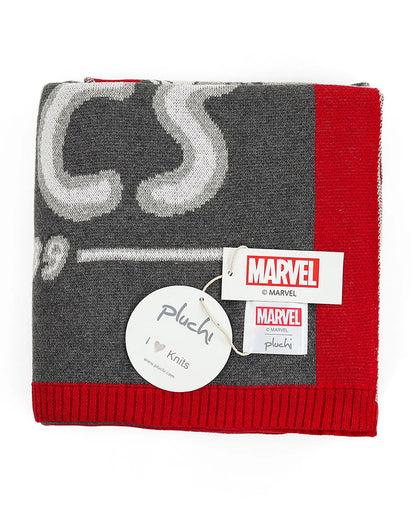 Pluchi Marvel Comics Knitted Baby Blanket-100% Cotton-All Seasons AC Blanket-Grey & Red-For Toddlers