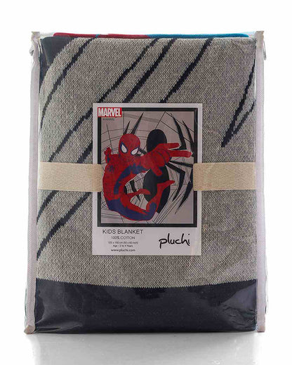 Pluchi Spidey Disney Knitted Baby Blanket-100% Cotton-All Seasons AC Blanket-Multicolor-For Toddlers