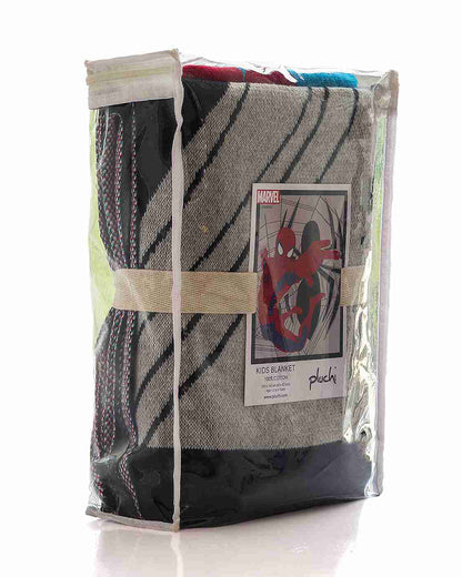 Pluchi Spidey Disney Knitted Baby Blanket-100% Cotton-All Seasons AC Blanket-Multicolor-For Toddlers