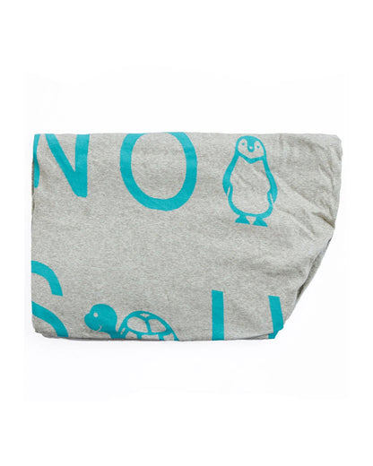 Pluchi Fitted Cot Bedsheet & Pillow Set-Knitted Cotton-Alphabet-Grey & Blue-For Infants
