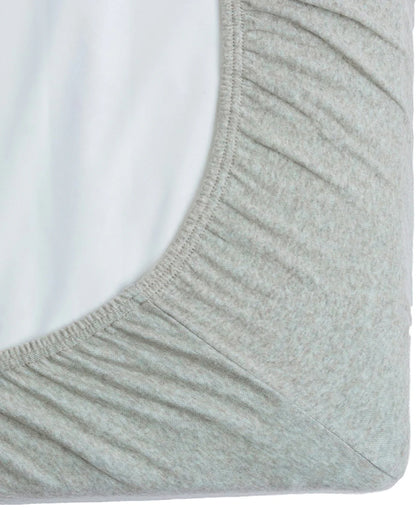 Pluchi Fitted Cot Bedsheet & Pillow Set-Knitted Cotton-Alphabet-Grey & Blue-For Infants