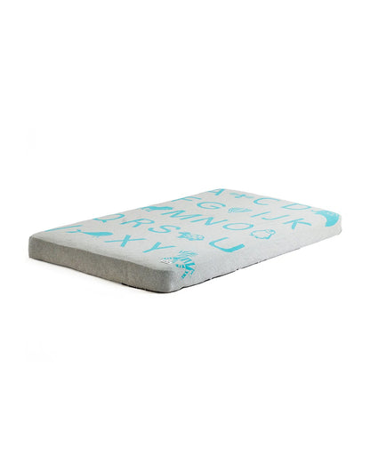 Pluchi Fitted Cot Bedsheet & Pillow Set-Knitted Cotton-Alphabet-Grey & Blue-For Infants