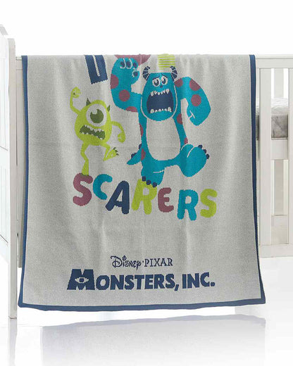 Pluchi Top Scarers Monsters Knitted Baby Blanket-100% Cotton-All Seasons AC Blanket-Ivory Grey-For Infants