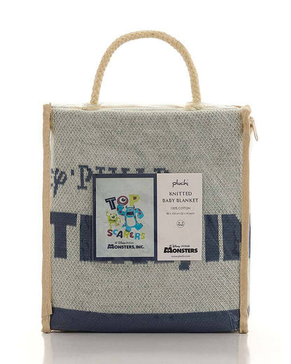Pluchi Top Scarers Monsters Knitted Baby Blanket-100% Cotton-All Seasons AC Blanket-Ivory Grey-For Infants