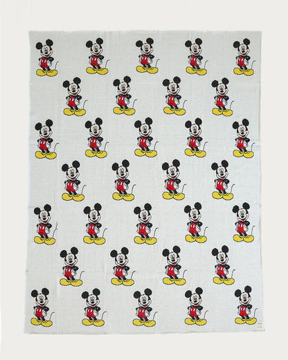 Pluchi I Love Mickey Mouse Knitted Baby Blanket-100% Cotton-All Seasons AC Blanket-Light Grey-For Toddlers