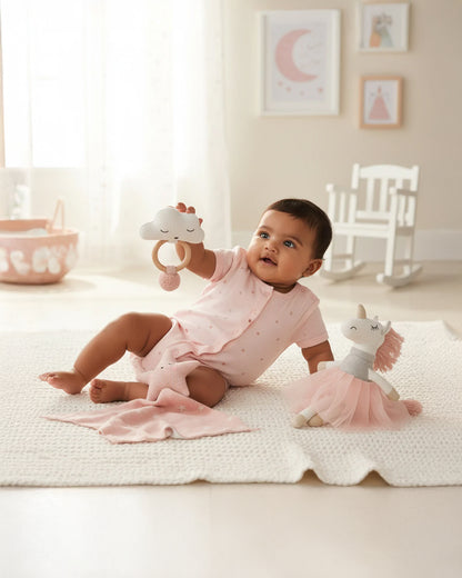 Pluchi Celestia Play & Pamper Gift Set-Pack of 3-Gift For Baby Shower & Baby Birthday-Pink Pearl